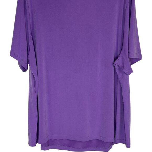 Sag Harbor Woman 3X Purple Stretch Top Ruched Neck Short Sleeve Blouse - Picture 9 of 12